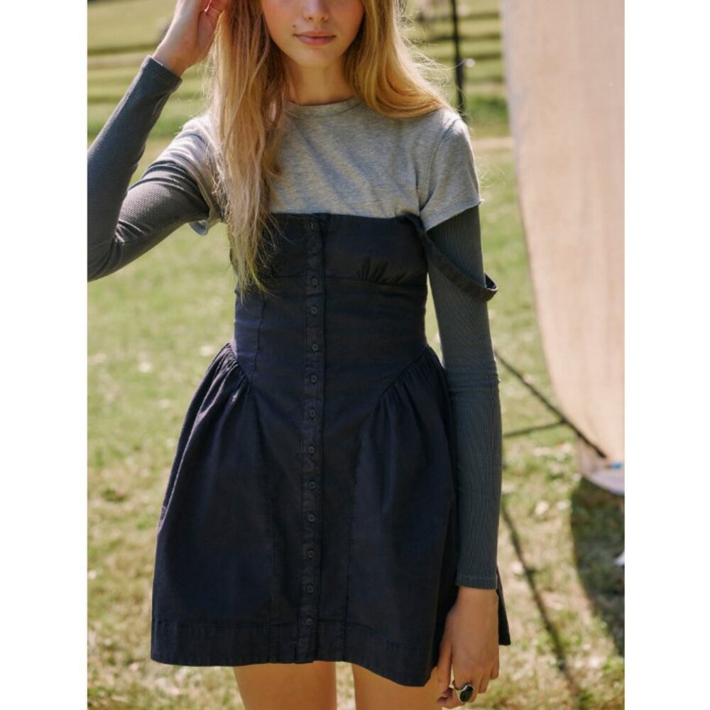 Free People Black Tank Mini Dress NEW